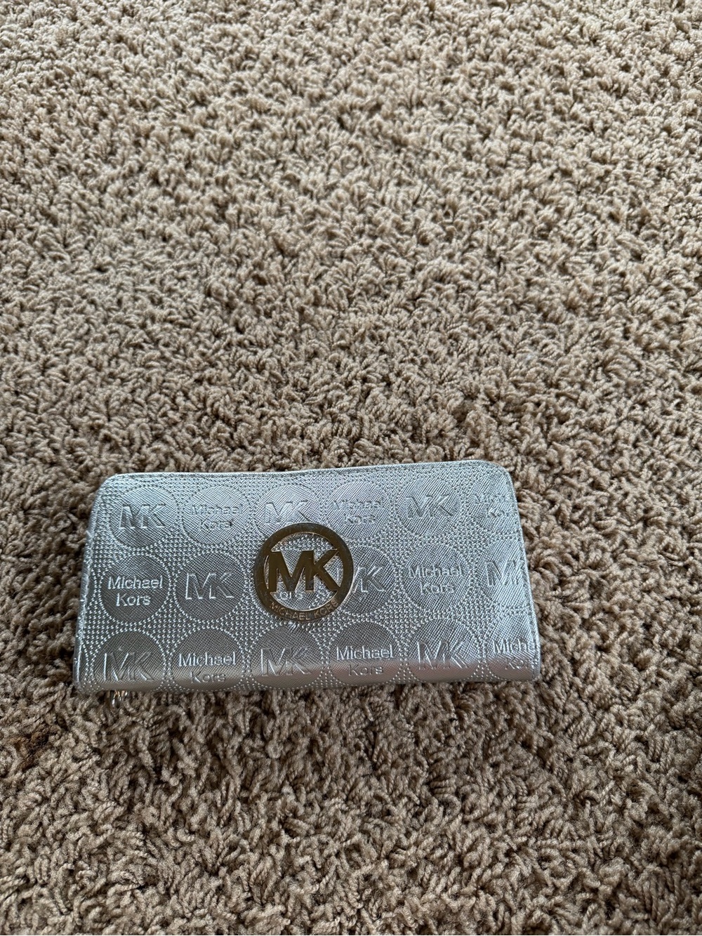 Michael Kors Metallic Silver MK Signature Continental Wallet